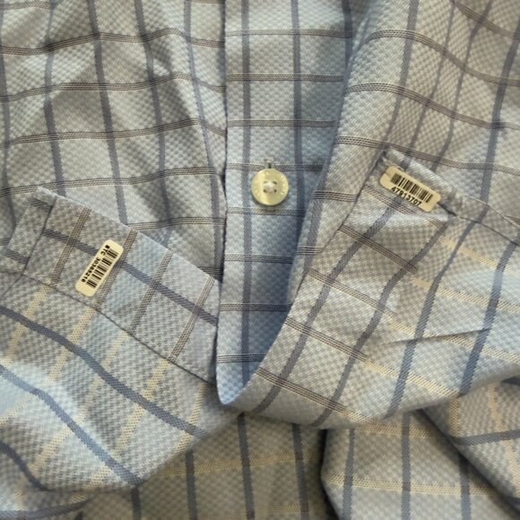Hart Schaffner Marx Light Blue Windowpane Dress Shirt – Size Large - Picture 10 of 13